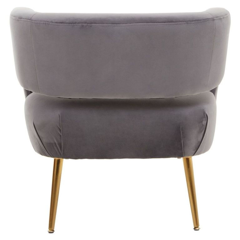 Larissa Accent Chair - Grey Velvet Fabric with Metal Legs