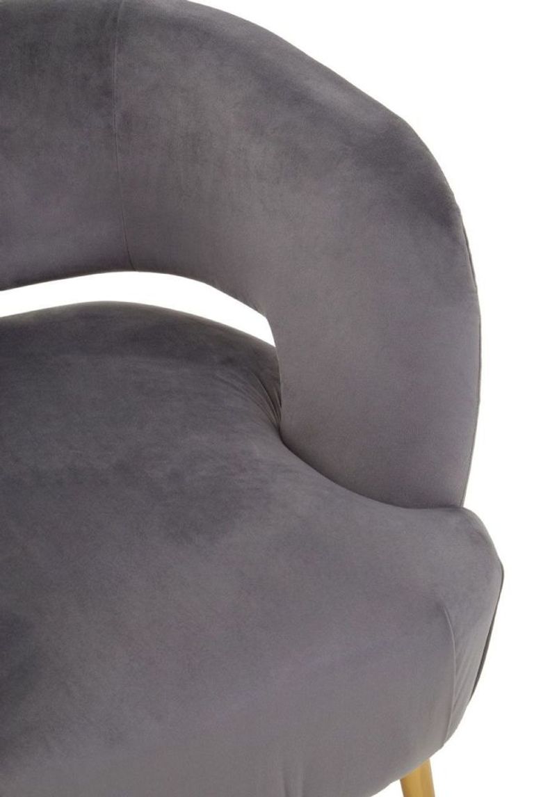 Larissa Accent Chair - Grey Velvet Fabric with Metal Legs