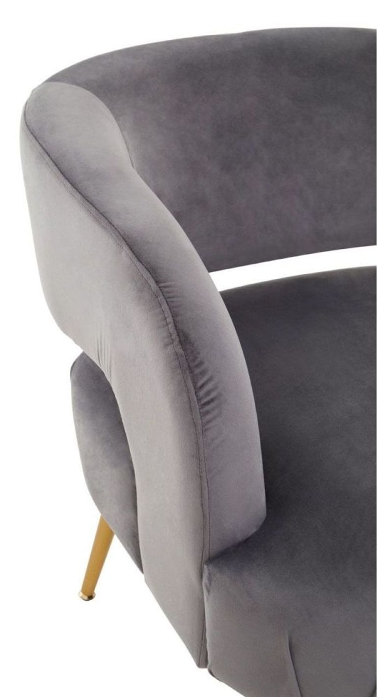 Larissa Accent Chair - Grey Velvet Fabric with Metal Legs
