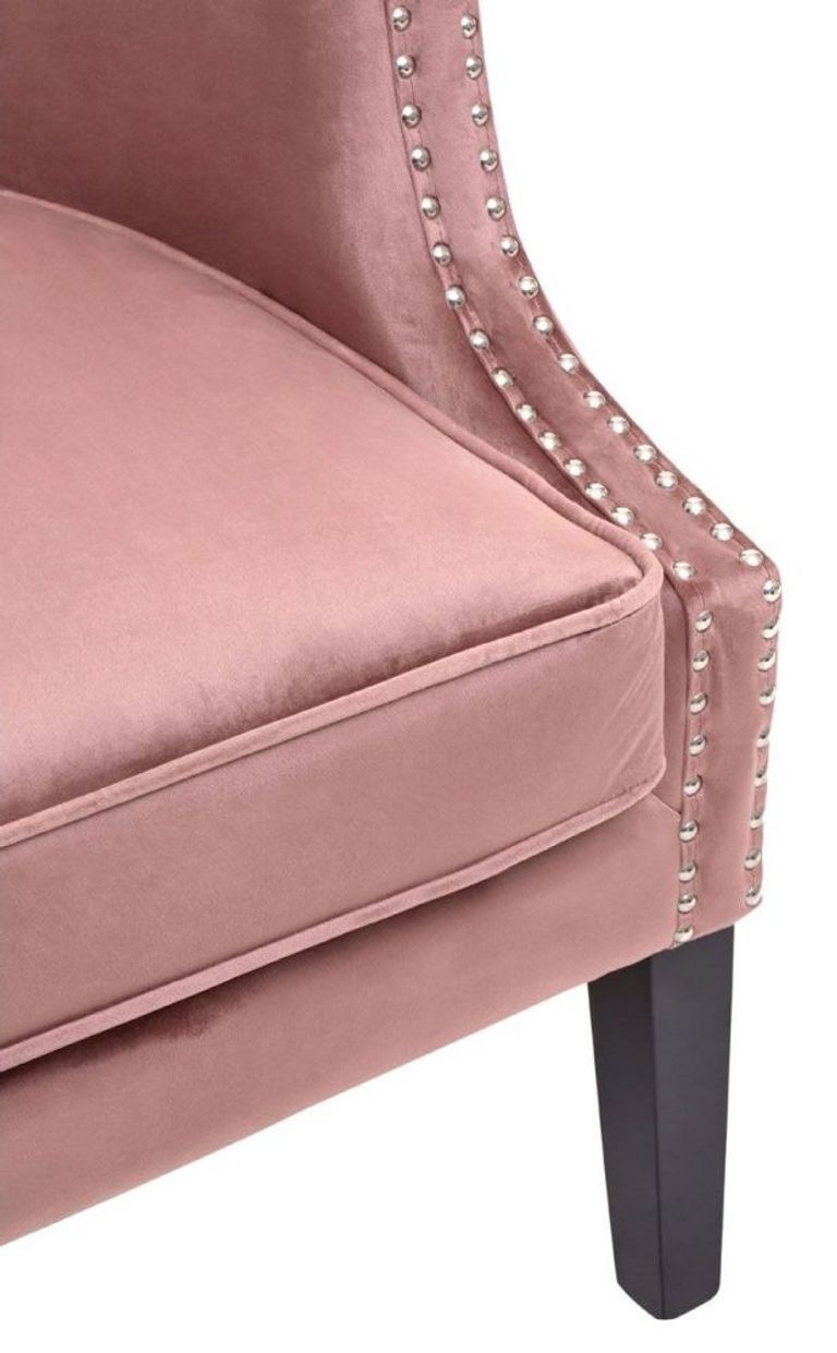 Larissa Accent Chair - Pink Velvet Fabric with Studded Detail