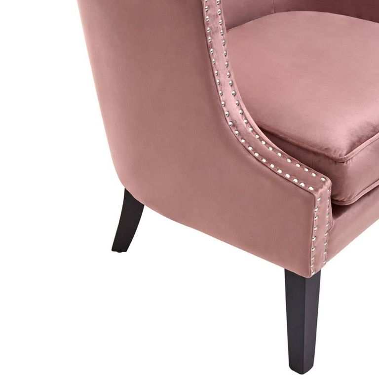 Larissa Accent Chair - Pink Velvet Fabric with Studded Detail