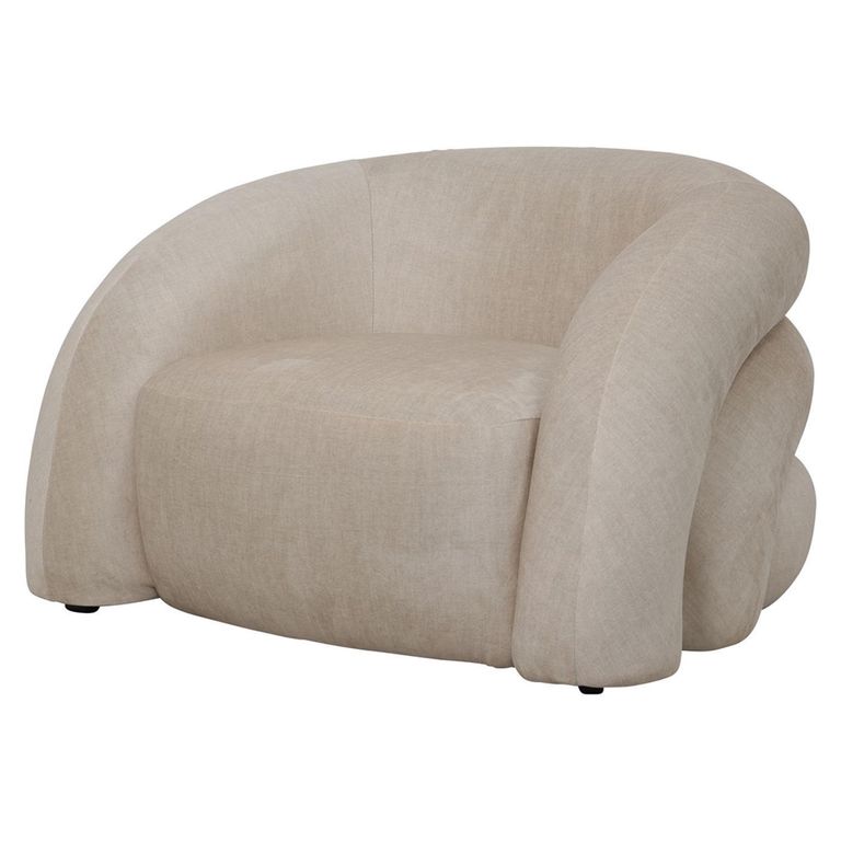 Casa Accent Chair - Cream Velvet Fabric - Curved