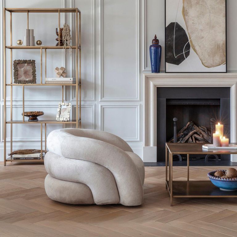 Casa Accent Chair - Cream Velvet Fabric - Curved