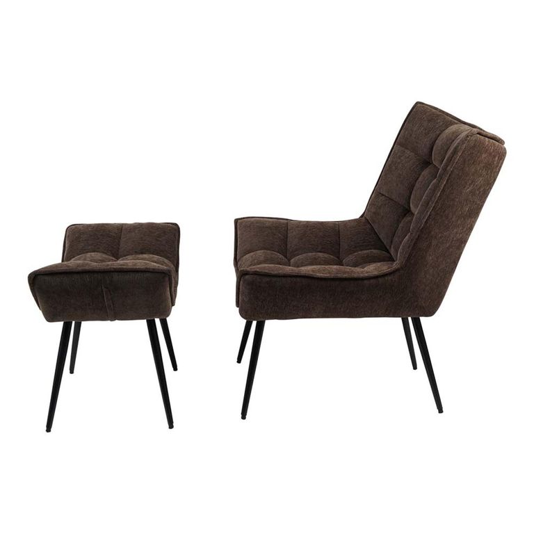 Chrishall Occasional Chair with Footstool - Brown
