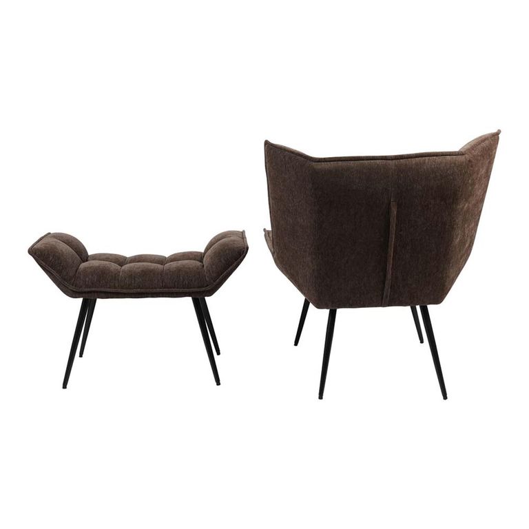 Chrishall Occasional Chair with Footstool - Brown