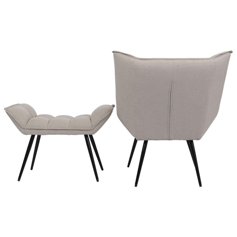 Chrishall Occasional Chair with Footstool - Oatmeal Fabric
