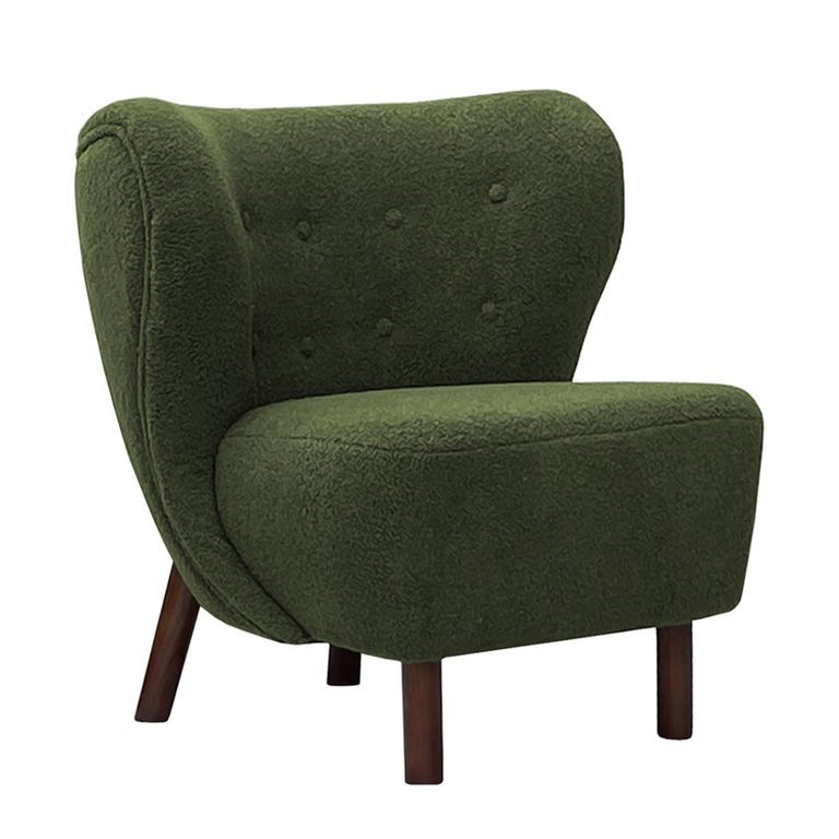 Lewis Occasional Chair - Green Boucle Fabric - Wing Back