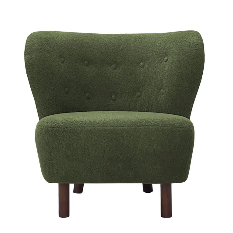 Lewis Occasional Chair - Green Boucle Fabric - Wing Back