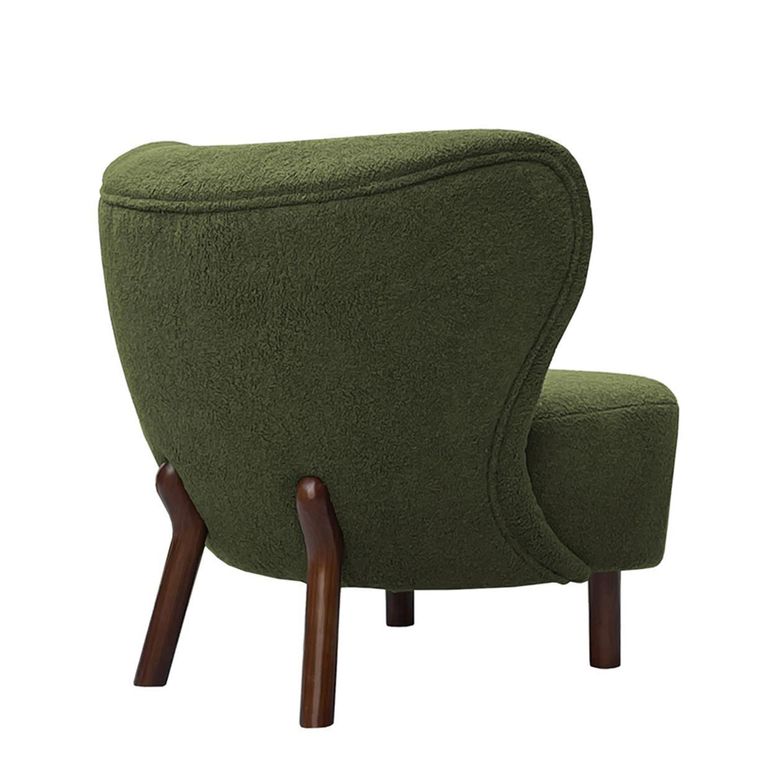 Lewis Occasional Chair - Green Boucle Fabric - Wing Back