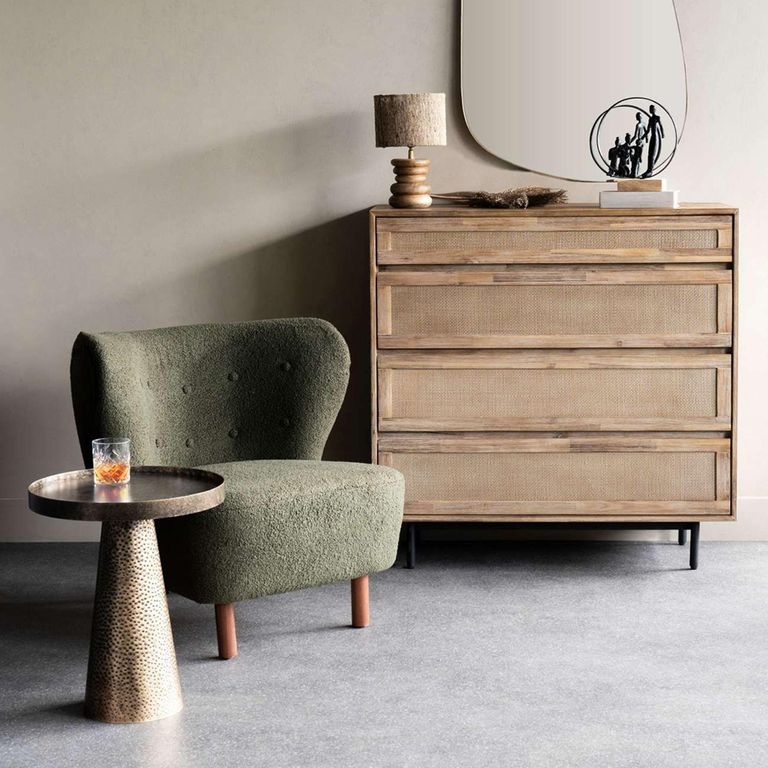 Lewis Occasional Chair - Green Boucle Fabric - Wing Back