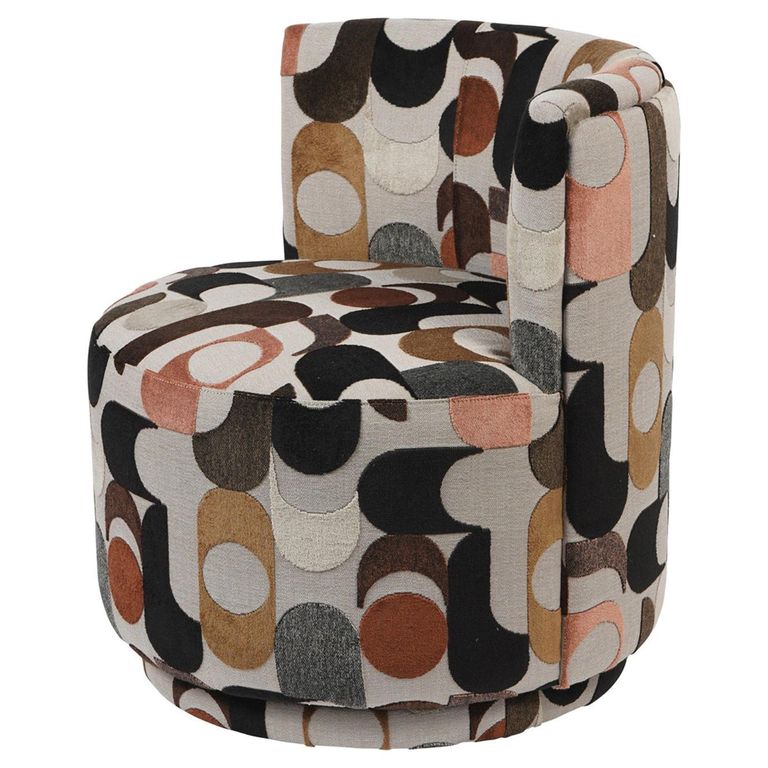Portico Accent Chair - Multicolour Velvet Fabric - Swivel