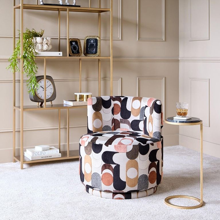 Portico Accent Chair - Multicolour Velvet Fabric - Swivel