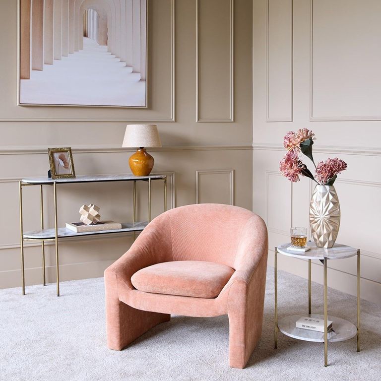 Rowley Accent Chair - Blush Chenille Fabric