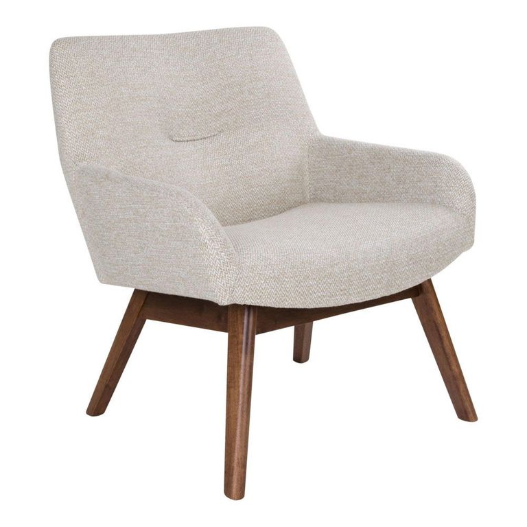 London Lounge Chair - Sand - Fabric - Walnut Legs