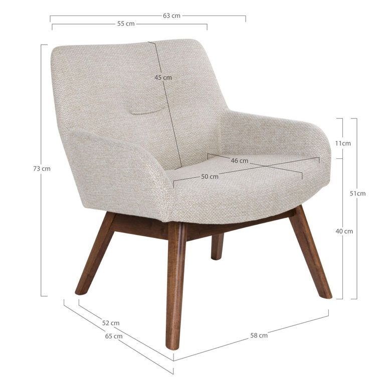 London Lounge Chair - Sand - Fabric - Walnut Legs