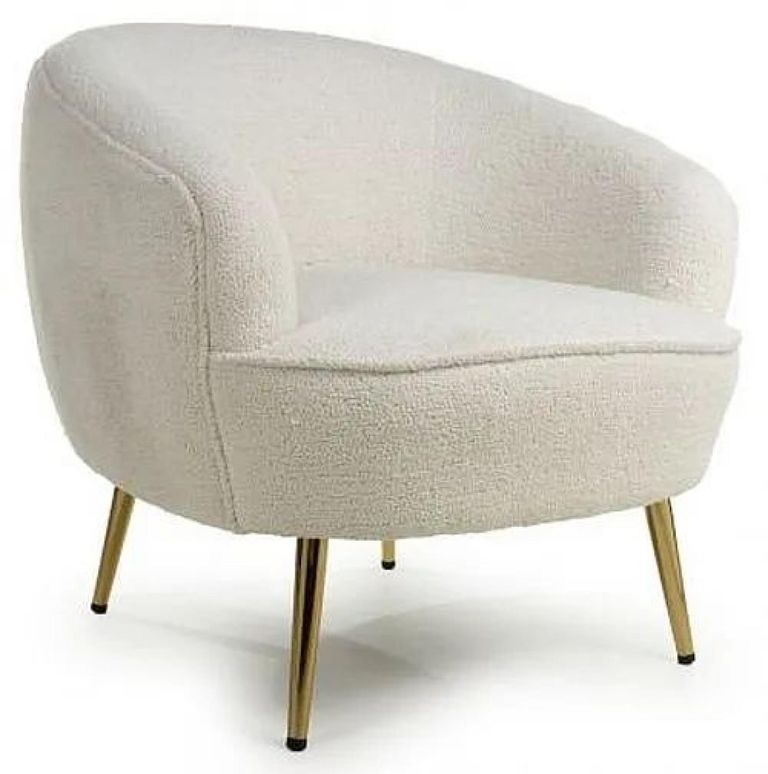 Lucia Boucle Vanilla White Tub Chair
