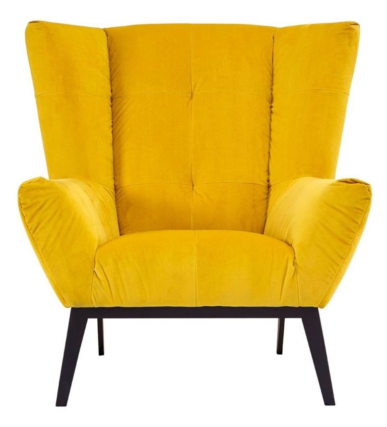 Maiko Armchair - Yellow Fabric with Black Metal Legs