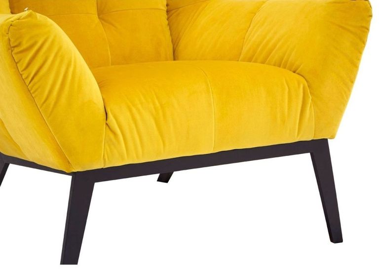 Maiko Armchair - Yellow Fabric with Black Metal Legs