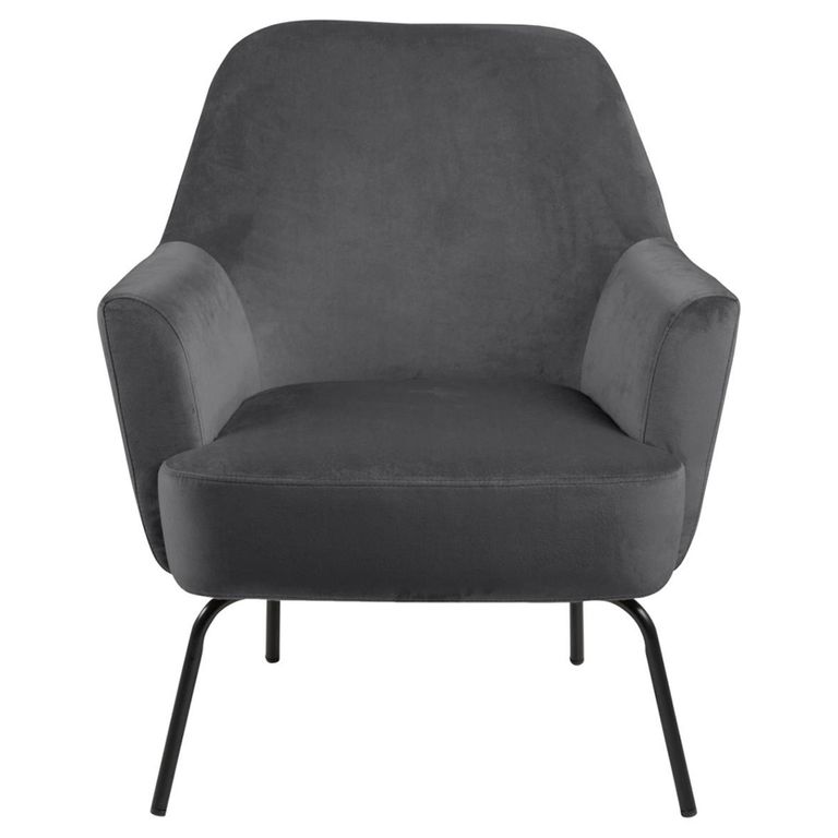 Melissa Lounge Chair - Dark Grey Velvet Fabric