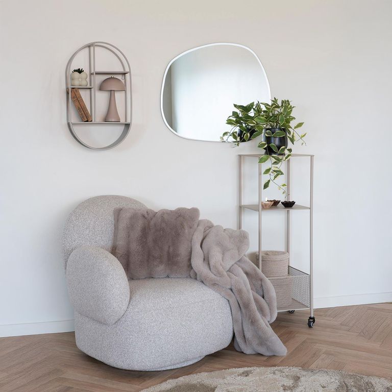 Messina Lounge Chair - Light Grey - Boucle Fabric - Swivel