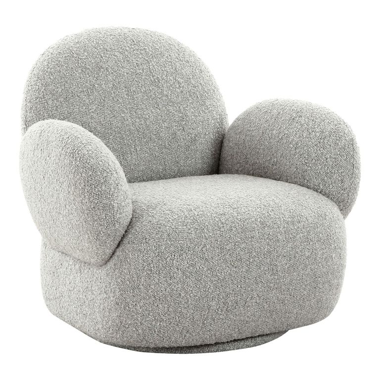 Messina Lounge Chair - Light Grey - Boucle Fabric - Swivel