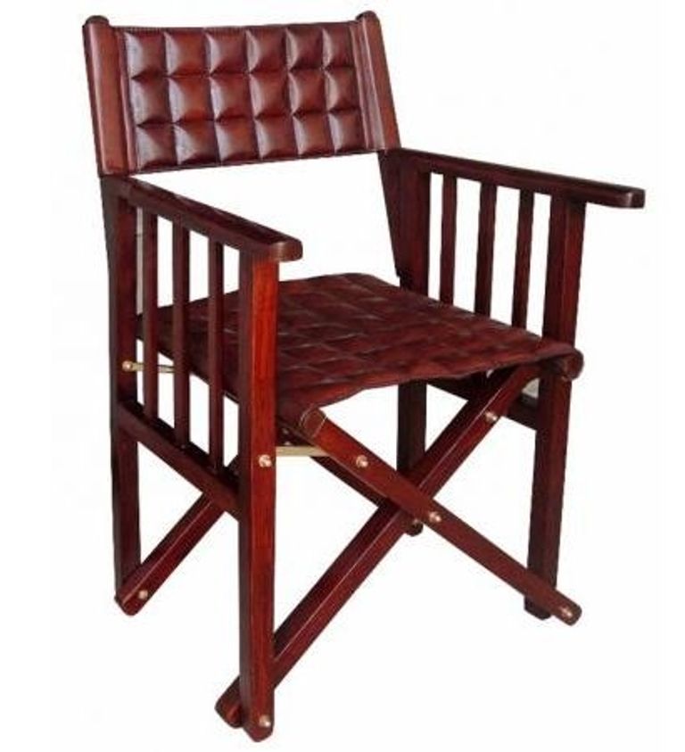 Mysore Handcrafted Quilted Cognac Director Chair
