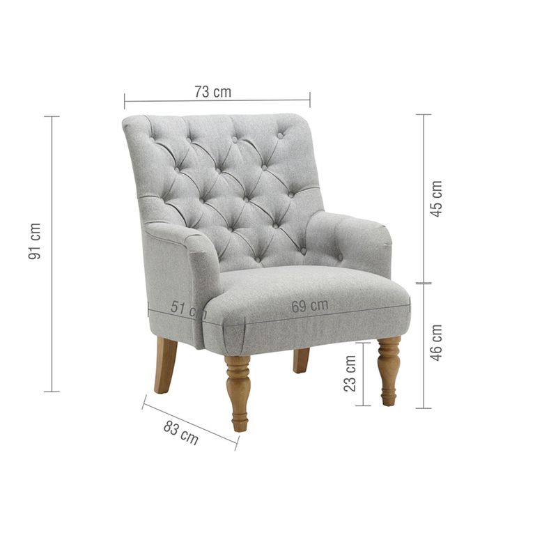 Padstow Highback Armchair - Grey Fabric