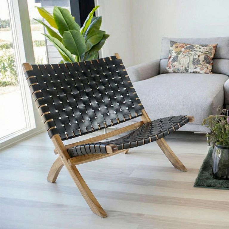 Perugia Folding Chair - Black Leather