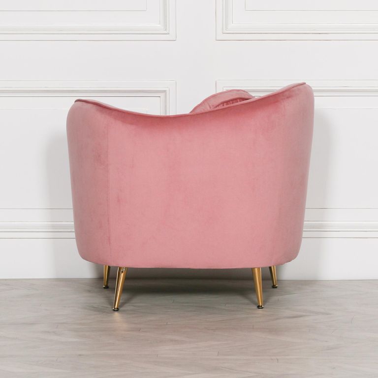 Occasional Armchair with Cushion - Pink Velvet