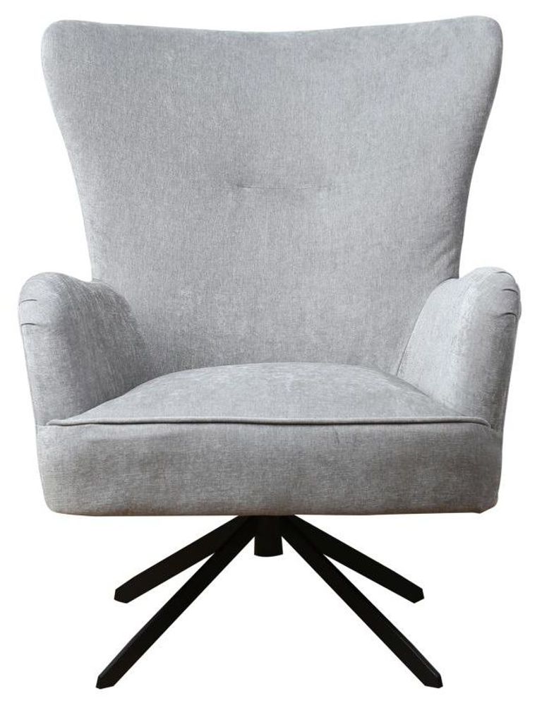 Salinas Grey Chenille Fabric Swivel Armchair