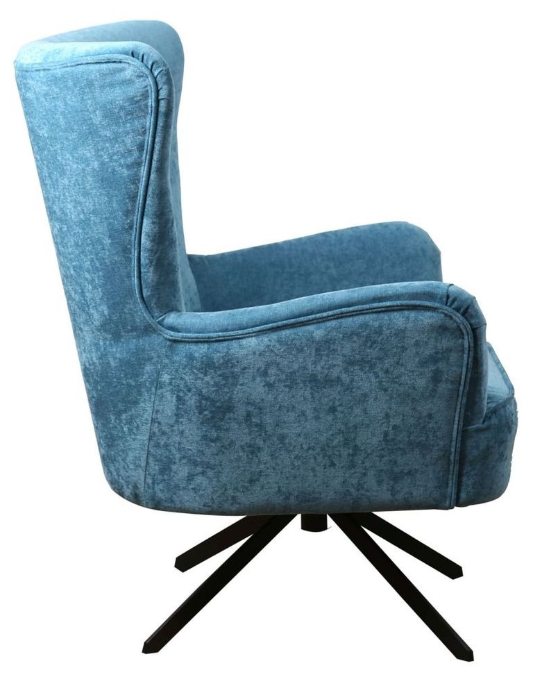 Salinas Ocean Blue Chenille Fabric Swivel Armchair