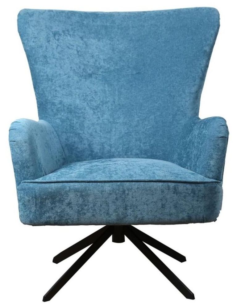 Salinas Ocean Blue Chenille Fabric Swivel Armchair