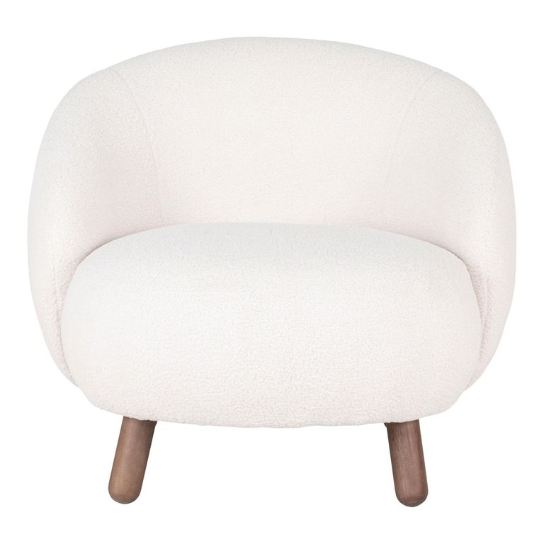 Savona Lounge Chair - White - Faux Lambskin
