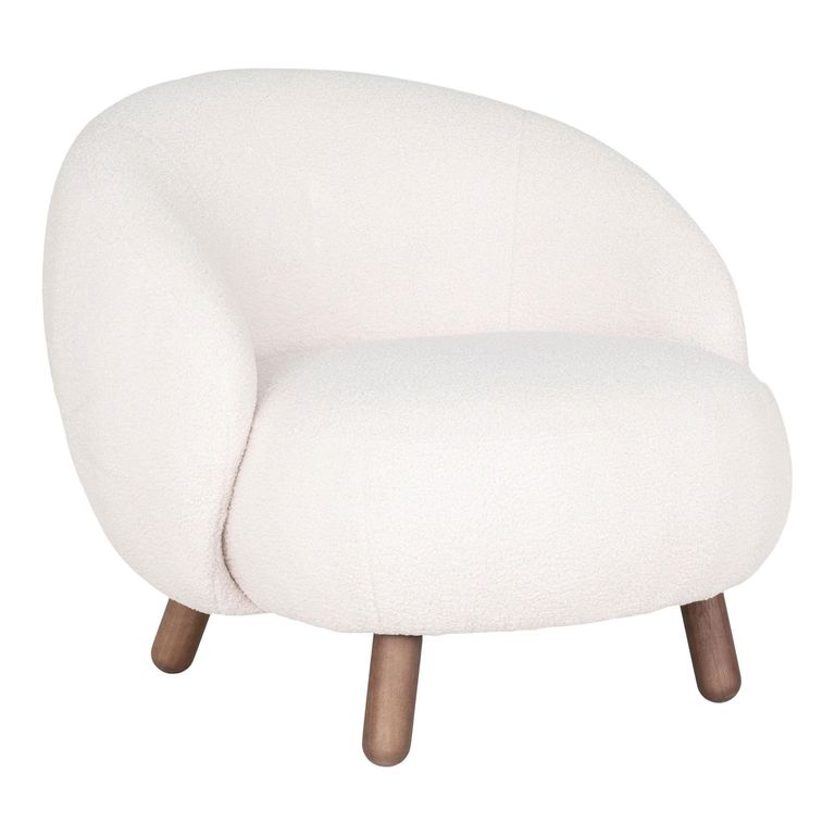 Savona Lounge Chair - White - Faux Lambskin