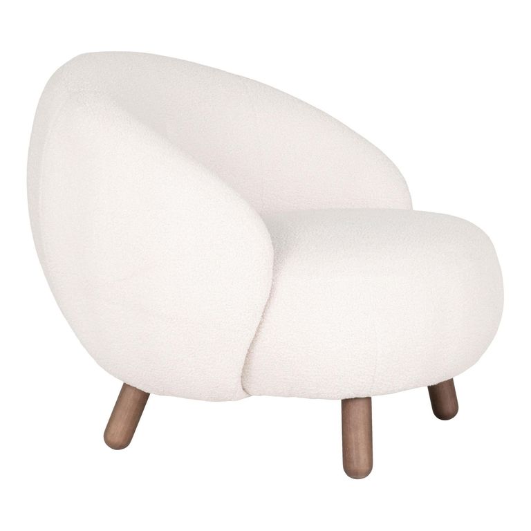 Savona Lounge Chair - White - Faux Lambskin