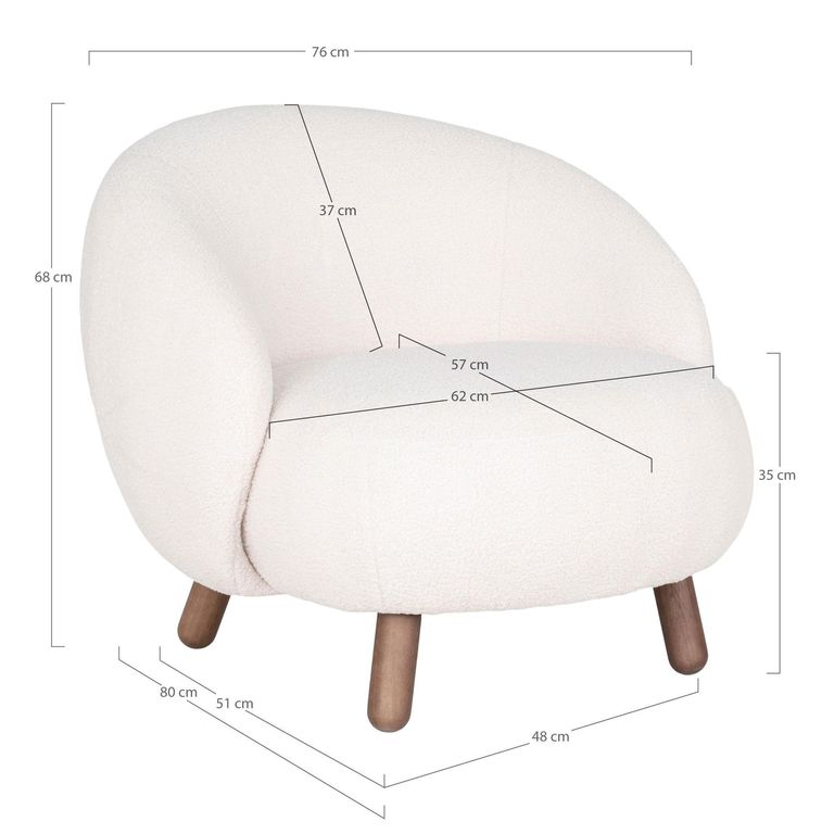 Savona Lounge Chair - White - Faux Lambskin