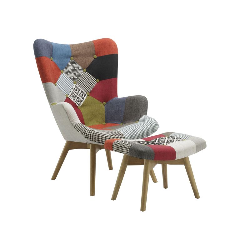 Sloane Armchair - Multi Coloured Patchwork Fabric