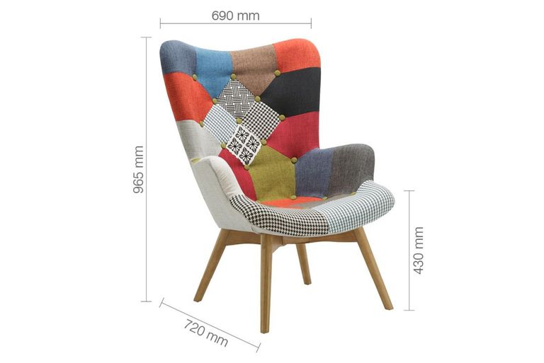 Sloane Armchair - Multi Coloured Patchwork Fabric