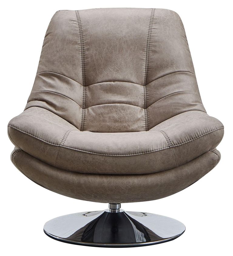 Vento Light Grey Fabric Swivel Chair and Footstool