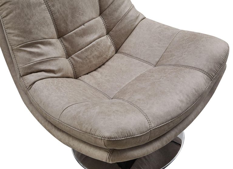 Vento Light Grey Fabric Swivel Chair and Footstool