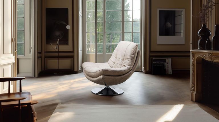 Vento Light Grey Fabric Swivel Chair and Footstool
