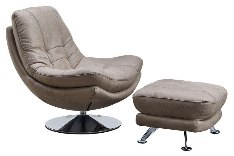 Vento Light Grey Fabric Swivel Chair and Footstool