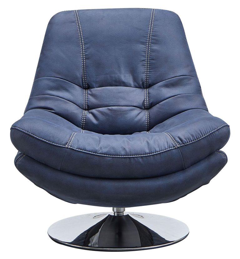 Vento Midnight Blue Fabric Swivel Chair and Footstool