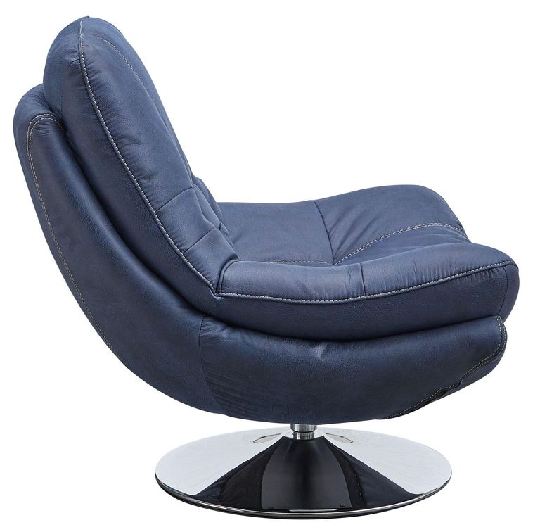 Vento Midnight Blue Fabric Swivel Chair and Footstool