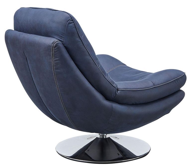 Vento Midnight Blue Fabric Swivel Chair and Footstool