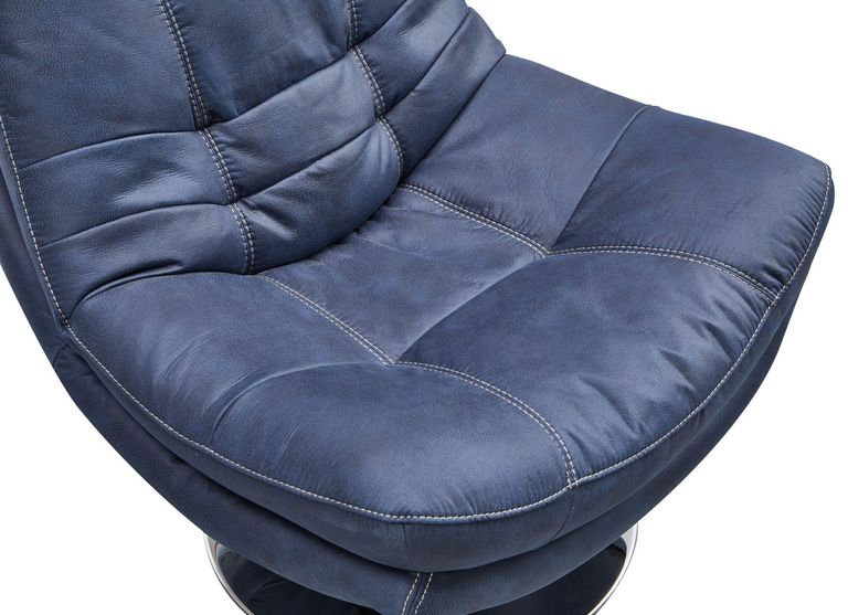 Vento Midnight Blue Fabric Swivel Chair and Footstool