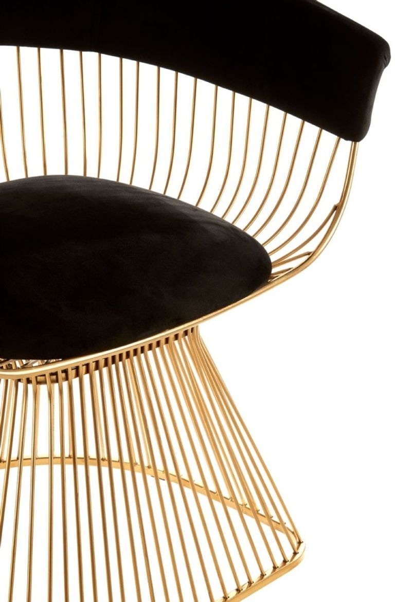 Vogue Curved Chair - Gold and Black Velvet Fabric