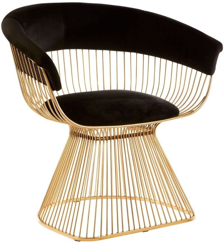 Vogue Curved Chair - Gold and Black Velvet Fabric