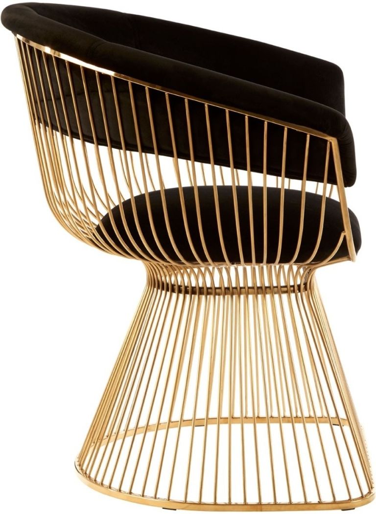 Vogue Curved Chair - Gold and Black Velvet Fabric