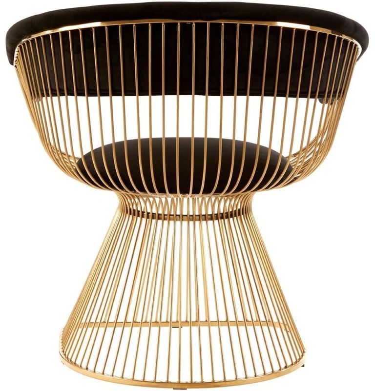 Vogue Curved Chair - Gold and Black Velvet Fabric